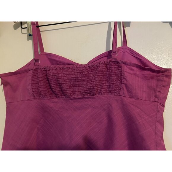 Bandolino Boho Cami Tank Y2K Festival  Top Sz 10 Pink Magenta Cotton Ruched Tier - Picture 7 of 10